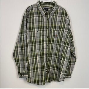 Carhartt Men’s Flame-Resistant Rugged Loose Fit Long-Sleeve Plaid Shirt. Size 2X